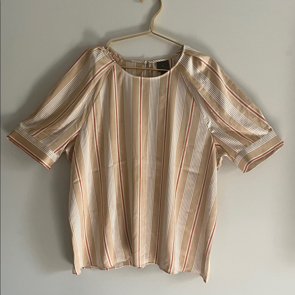 Worthington Beige and Red Striped Blouse